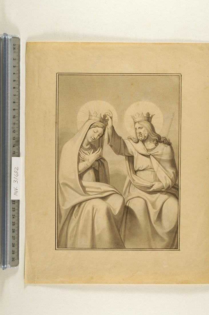 incoronazione di Maria Vergine (disegno) di Guizzardi Giuseppe (sec. XIX)