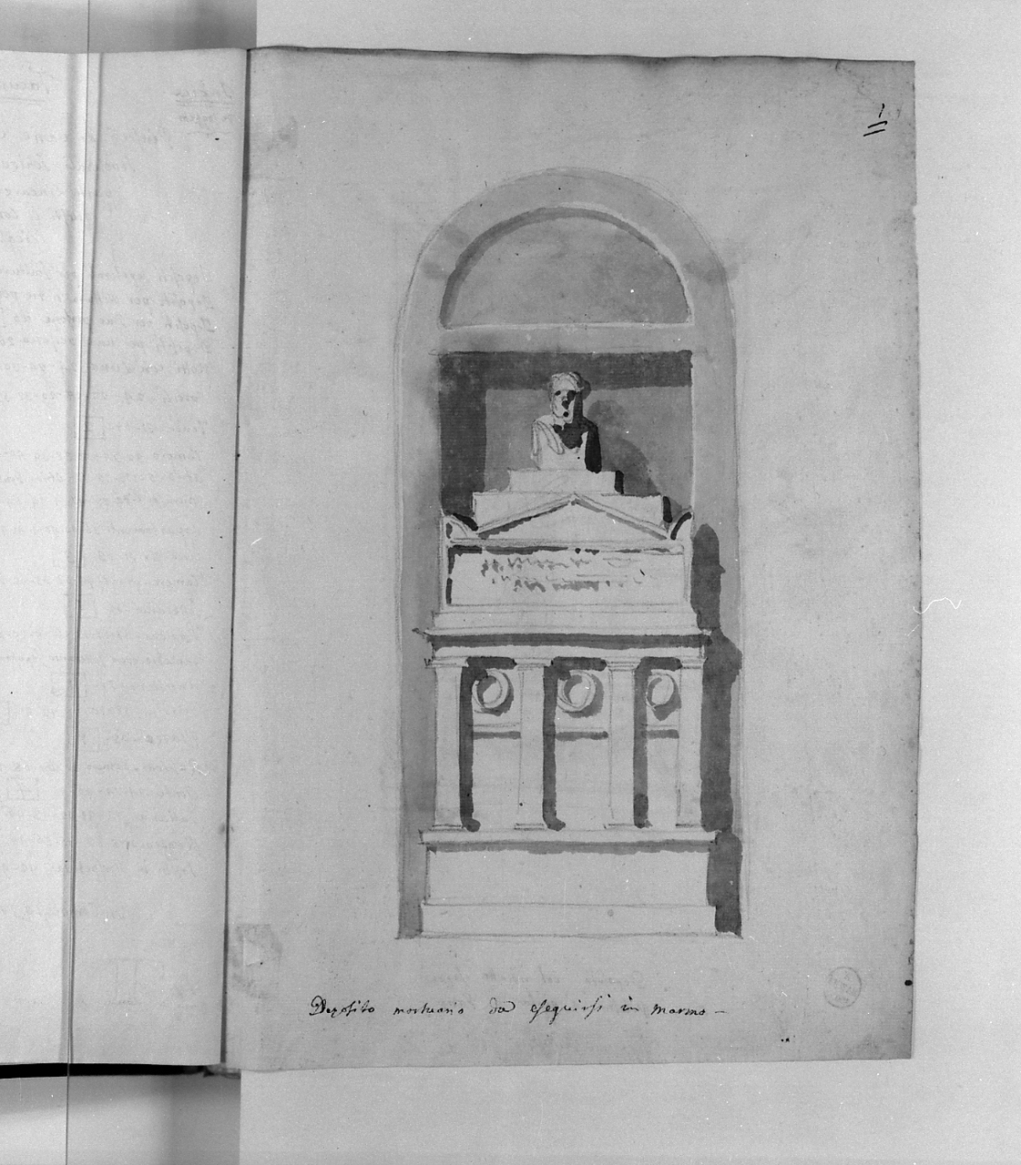 deposito mortuario, monumento sepolcrale (disegno, elemento d'insieme) di Basoli Antonio (sec. XIX)