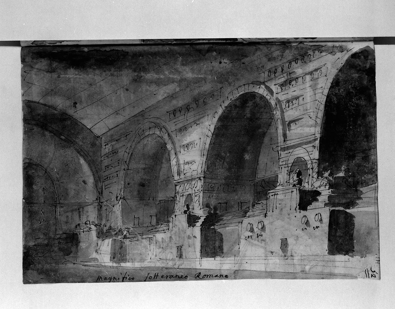 camera gotica, architetture (disegno, elemento d'insieme) di Basoli Antonio (sec. XIX)