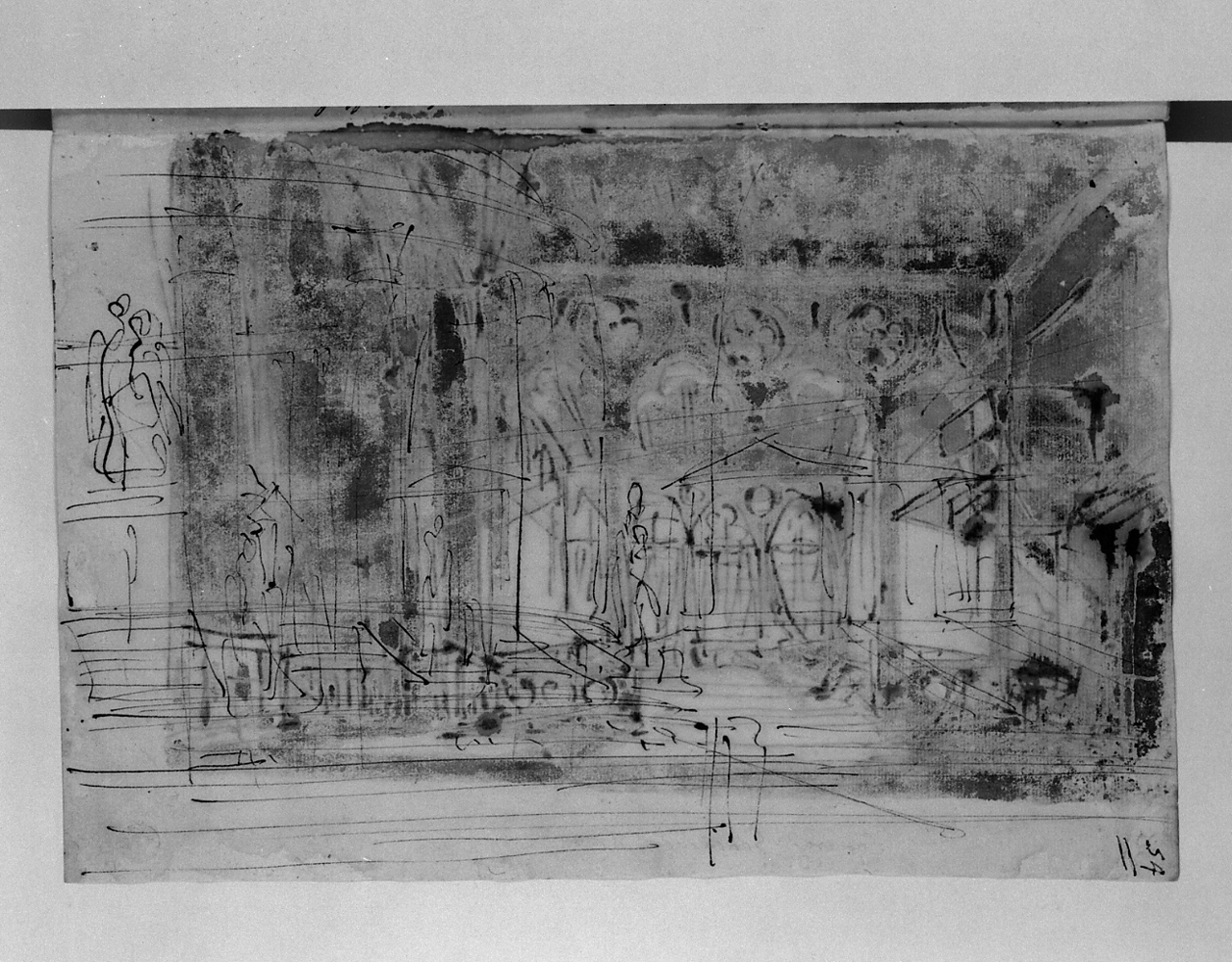 scena teatrale (?) (disegno, elemento d'insieme) di Basoli Antonio (sec. XIX)