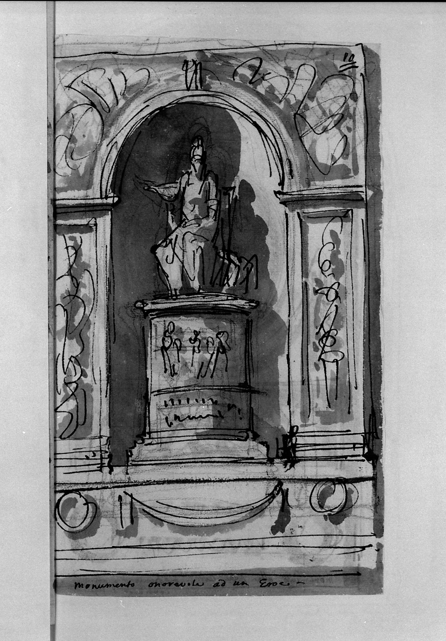 monumento onorevole ad un eroe, monumento sepolcrale (disegno, elemento d'insieme) di Basoli Antonio (sec. XIX)