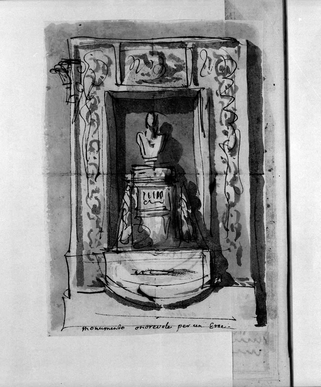 monumento onorevole per un eroe, monumento celebrativo (disegno, elemento d'insieme) di Basoli Antonio (sec. XIX)