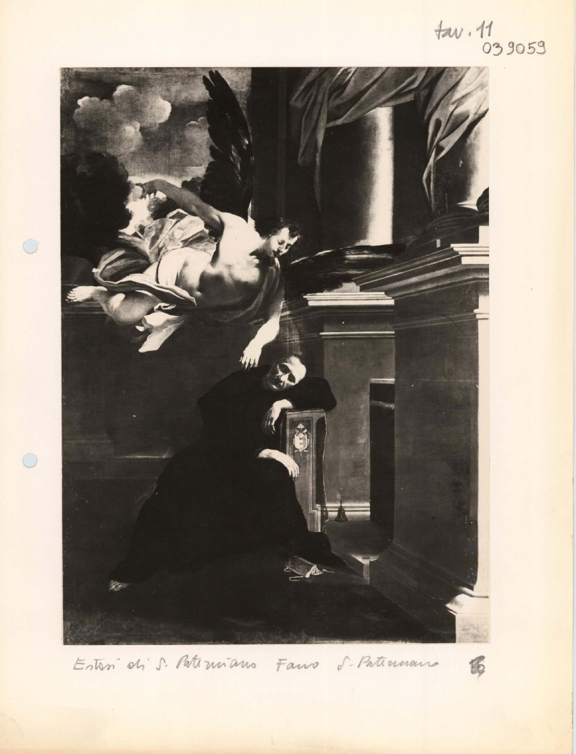 Un angelo annuncia la morte di S. Paterniano - Dipinti (positivo) di Bononi, Carlo, Anonimo (XX)