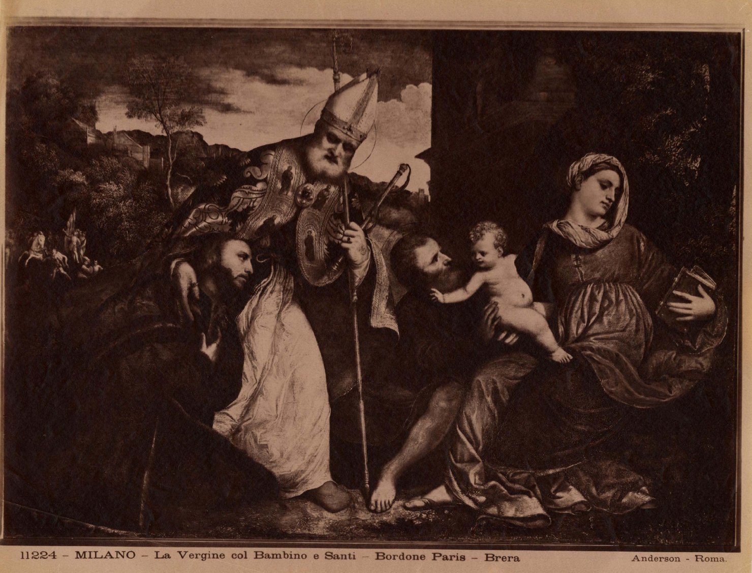 Sacra Famiglia con sant' Ambrogio - Dipinti (positivo) di Bordon, Paris, Anderson, Domenico (ditta) (XIX/ XX)