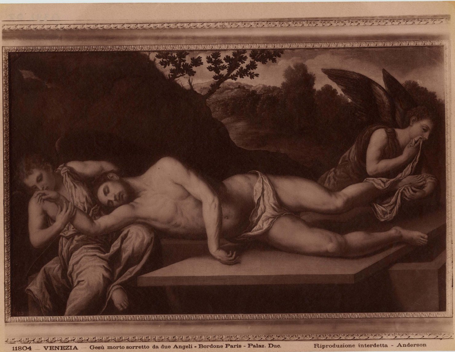 Gesù sorretto da due angeli - Dipinti (positivo) di Bordon, Paris, Anderson, Domenico (ditta) (XIX/ XX)