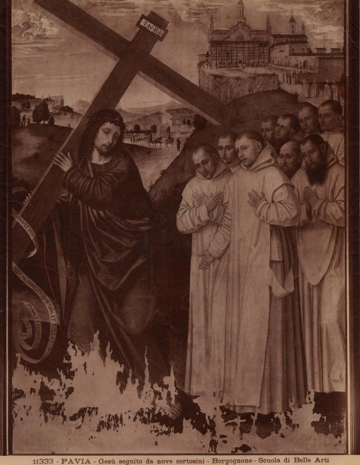 Gesù al Calvario e certosini - Dipinti (positivo) di Bergognone, Ambrogio, Anderson, Domenico (attr) (XIX/ XX)