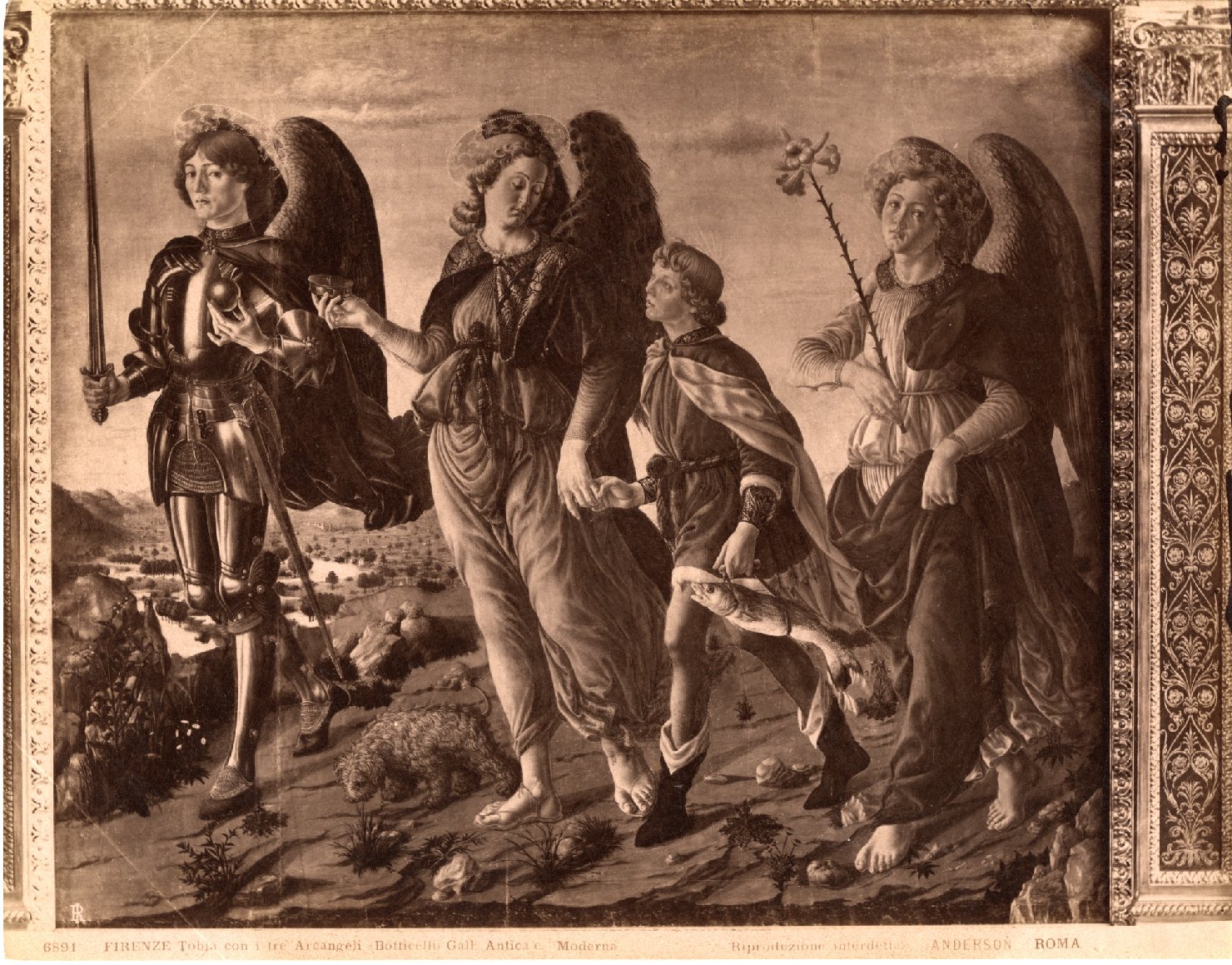 Tobia e i tre arcangeli - Dipinti (positivo) di Botticini, Francesco, Botticelli, Sandro (attr), Anderson, Domenico (ditta) (XIX/ XX)