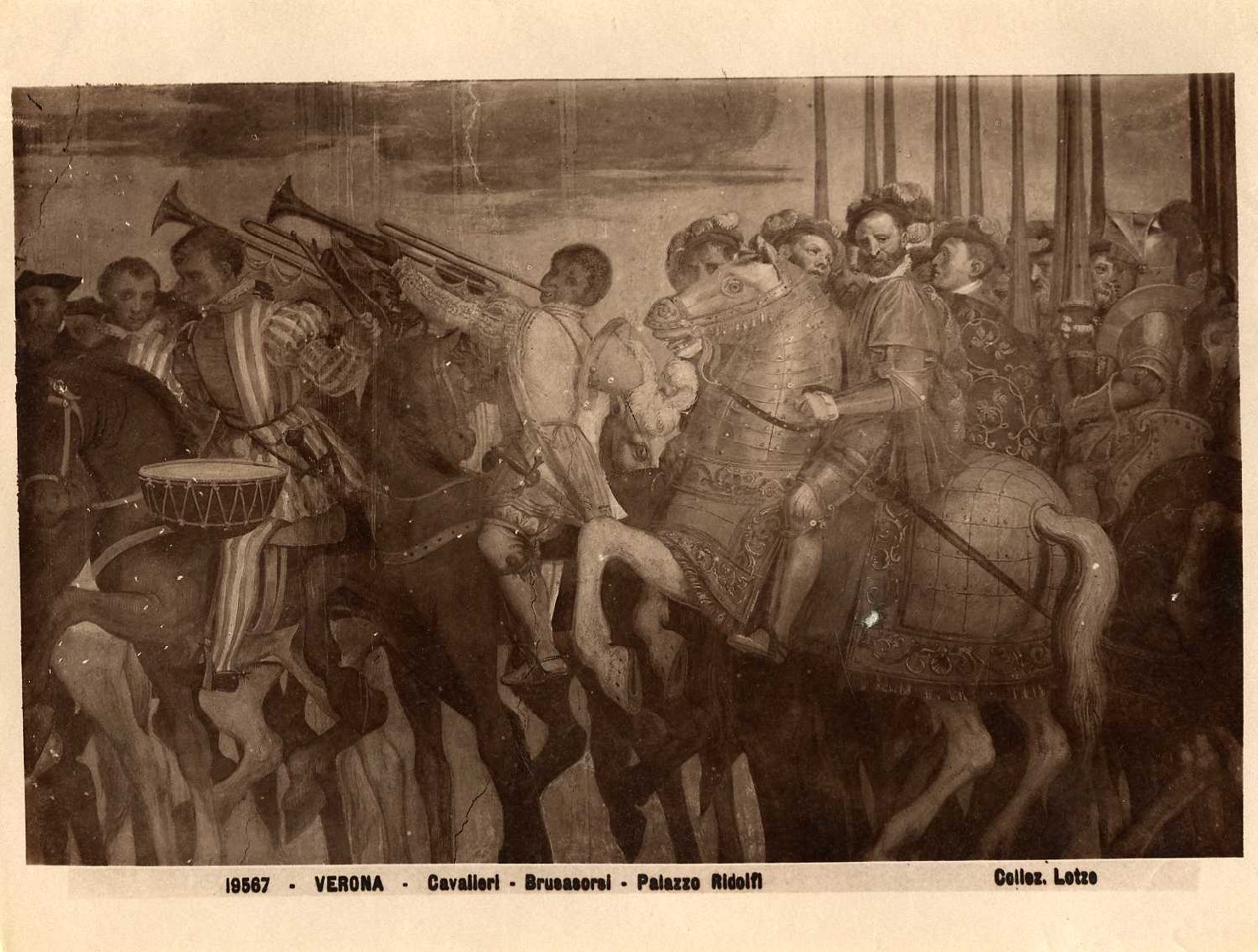 Cavalcata di Carlo V e di Clemente VII - Affreschi (positivo) di Brusasorzi, Domenico, Lotze, Maurizio, Lotze, Riccardo (XIX/ XX)