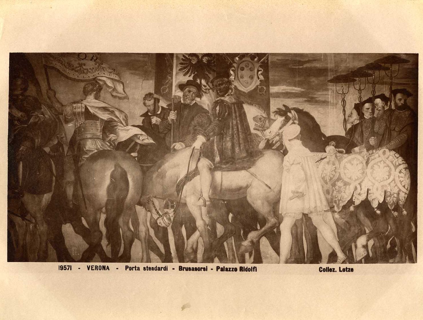 Cavalcata di Carlo V e di Clemente VII - Affreschi (positivo) di Brusasorzi, Domenico, Lotze, Maurizio, Lotze, Riccardo (XIX/ XX)