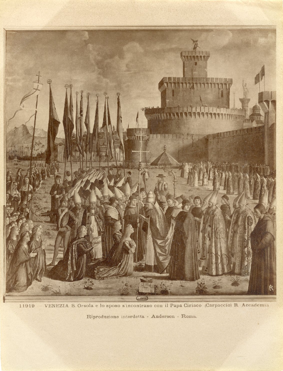 Storie di Sant'Orsola - Incontro dei pellegrini col Papa - Dipinti (positivo) di Carpaccio, Vittore, Anderson, Domenico (ditta) (XIX/ XX)