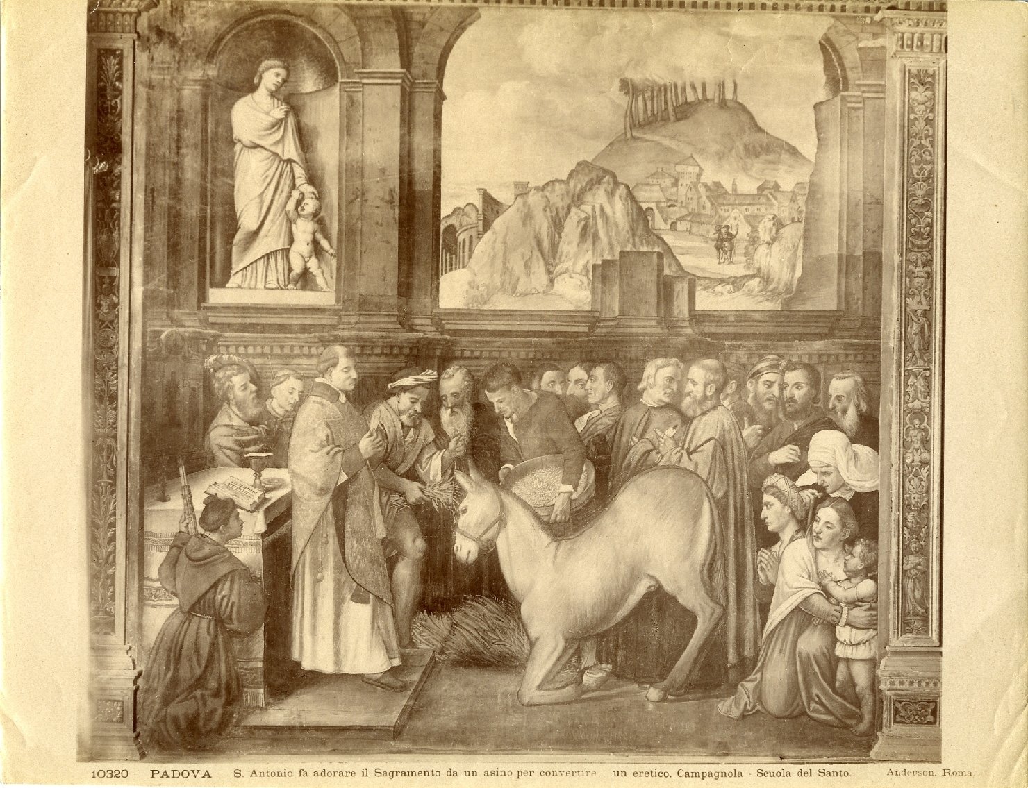 Miracolo della mula - Dipinti (positivo) di Tessari, Girolamo, Campagnola, Domenico (attr), Anderson, Domenico (ditta) (XIX/ XX)