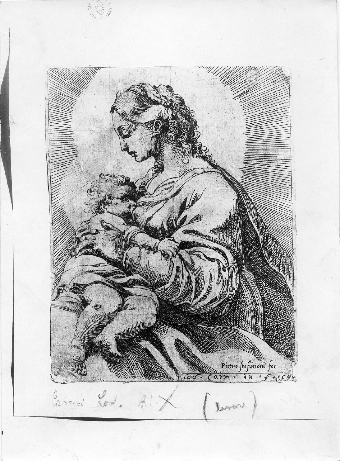 Madonna con Bambino - Incisioni (positivo) di Carracci, Ludovico, Stefanoni, Pietro, Anonimo (XX)