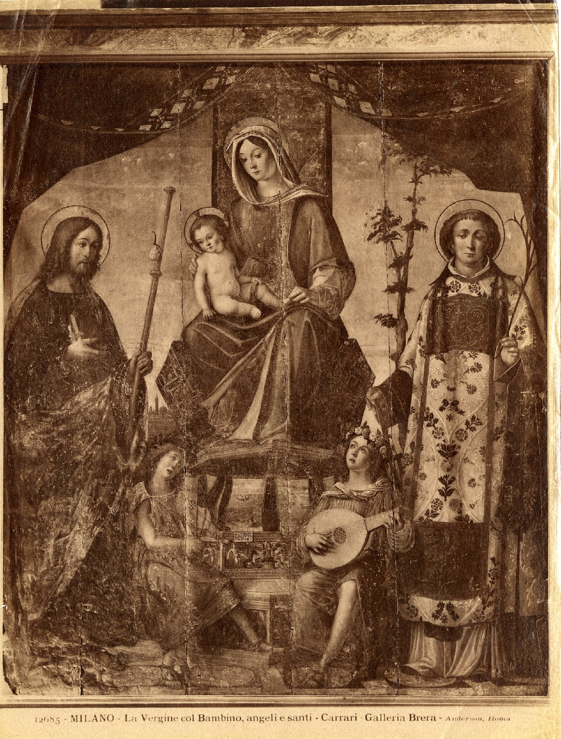 Madonna con Bambino in trono e santi - Dipinti (positivo) di Carrari, Baldassarre, Anderson, Domenico (ditta) (XIX/ XX)