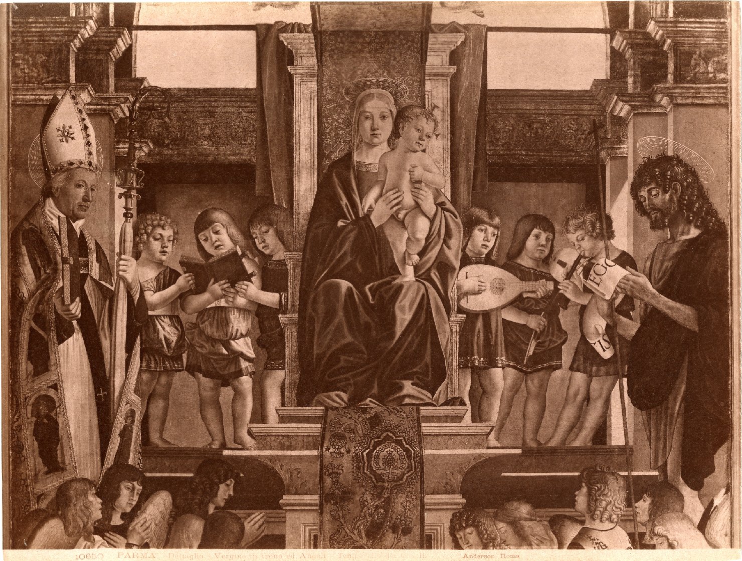 Madonna con Bambino in trono e santi - Dipinti (positivo) di Caselli, Cristoforo, Anderson, Domenico (ditta) (XIX/ XX)