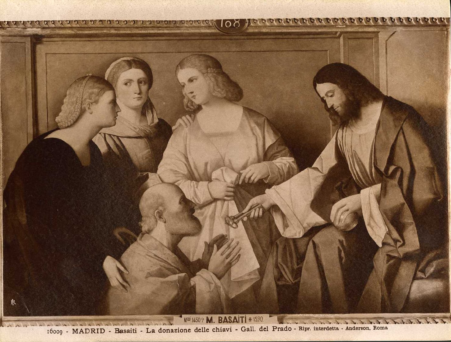 La consegna delle chiavi a San Pietro - Dipinti (positivo) di Basaiti, Marco (attr), Anderson, Domenico (ditta) - ambito veneziano (XIX/ XX)