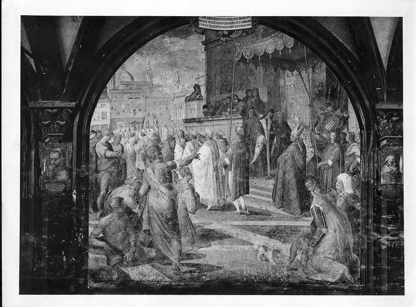 Sant'Antonio entra a Firenze in veste di Arcivescovo - Affreschi (positivo) di Balducci, Giovanni, Poccetti, Bernardino (attr), Cigoli, il (attr), Gabinetto Fotografico degli Uffizi (XX)