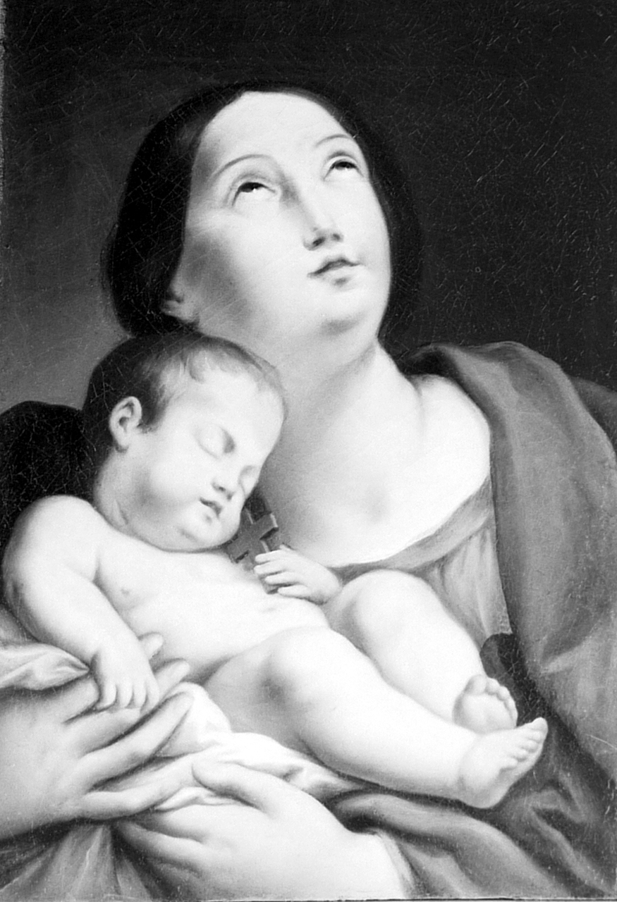 Madonna con Bambino dormiente (dipinto) - ambito bolognese (prima metà sec. XVIII)