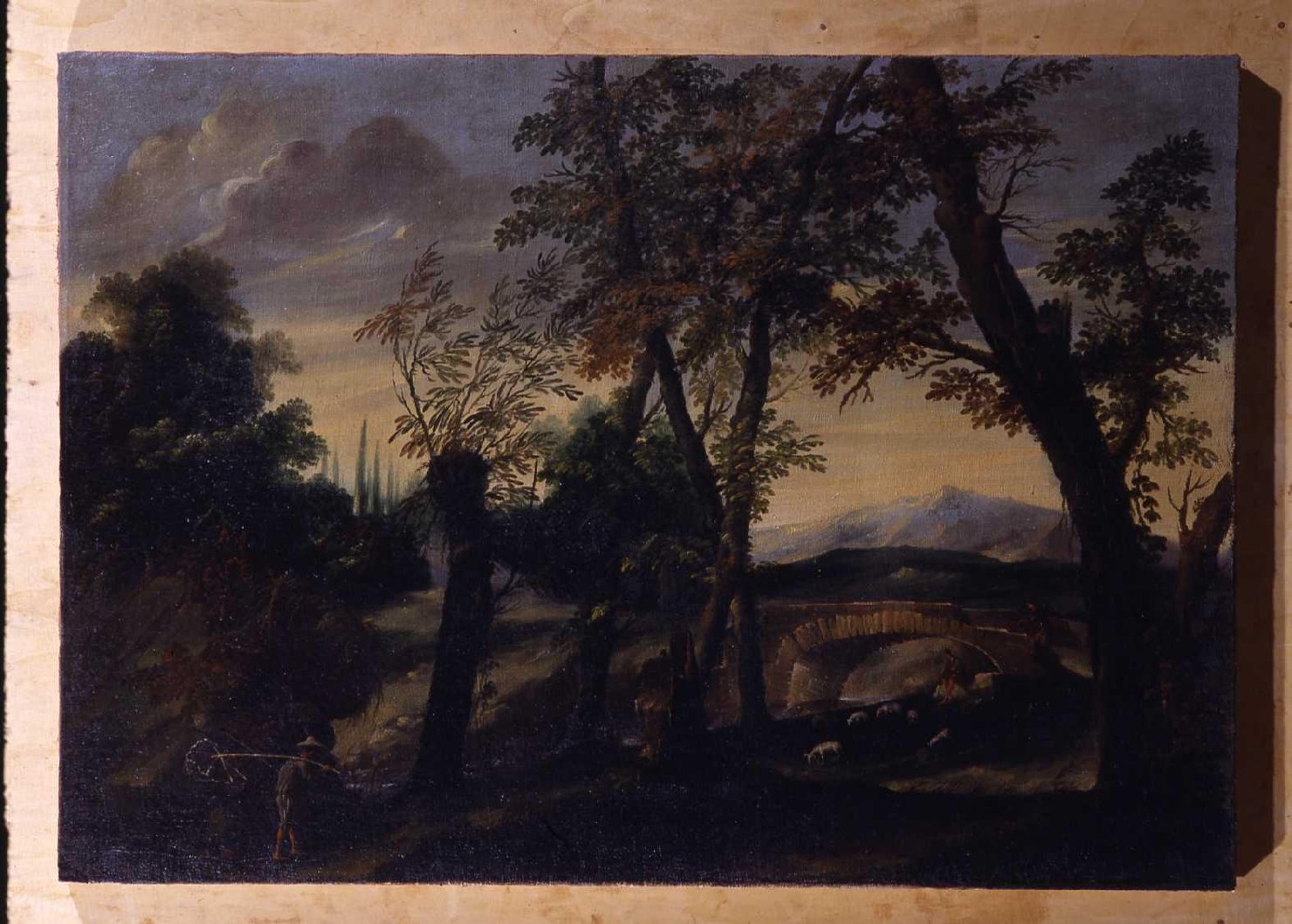 paesaggio con ponte (dipinto) - ambito emiliano (sec. XVIII)