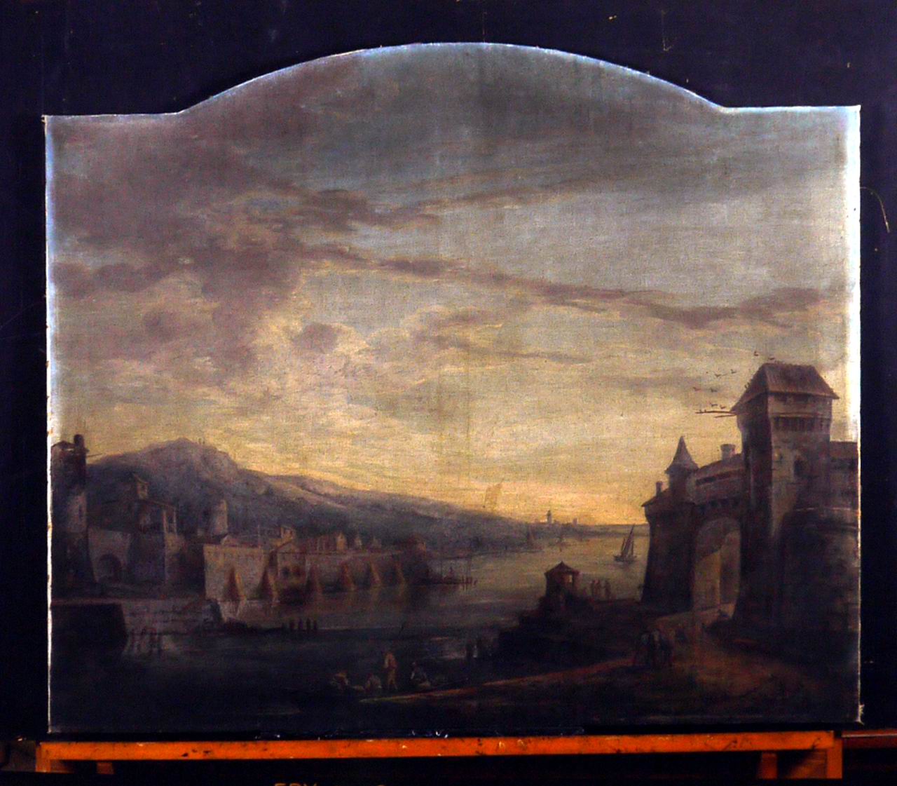 paesaggio con cinta di mura (dipinto) - ambito bolognese (sec. XVIII)