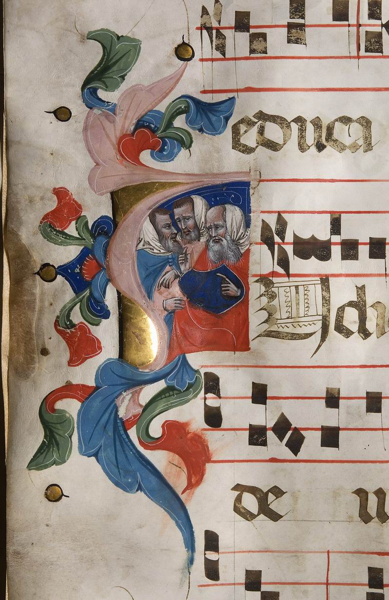 Cristo e Santa Maria Maddalena/ Cristo e l'indemoniato/ Cristo e la canonea/ tre dottori/ entrata di Cristo in Gerusalemme (miniatura, insieme) di Niccolò di Giacomo (?) (attribuito) (seconda metà sec. XIV)