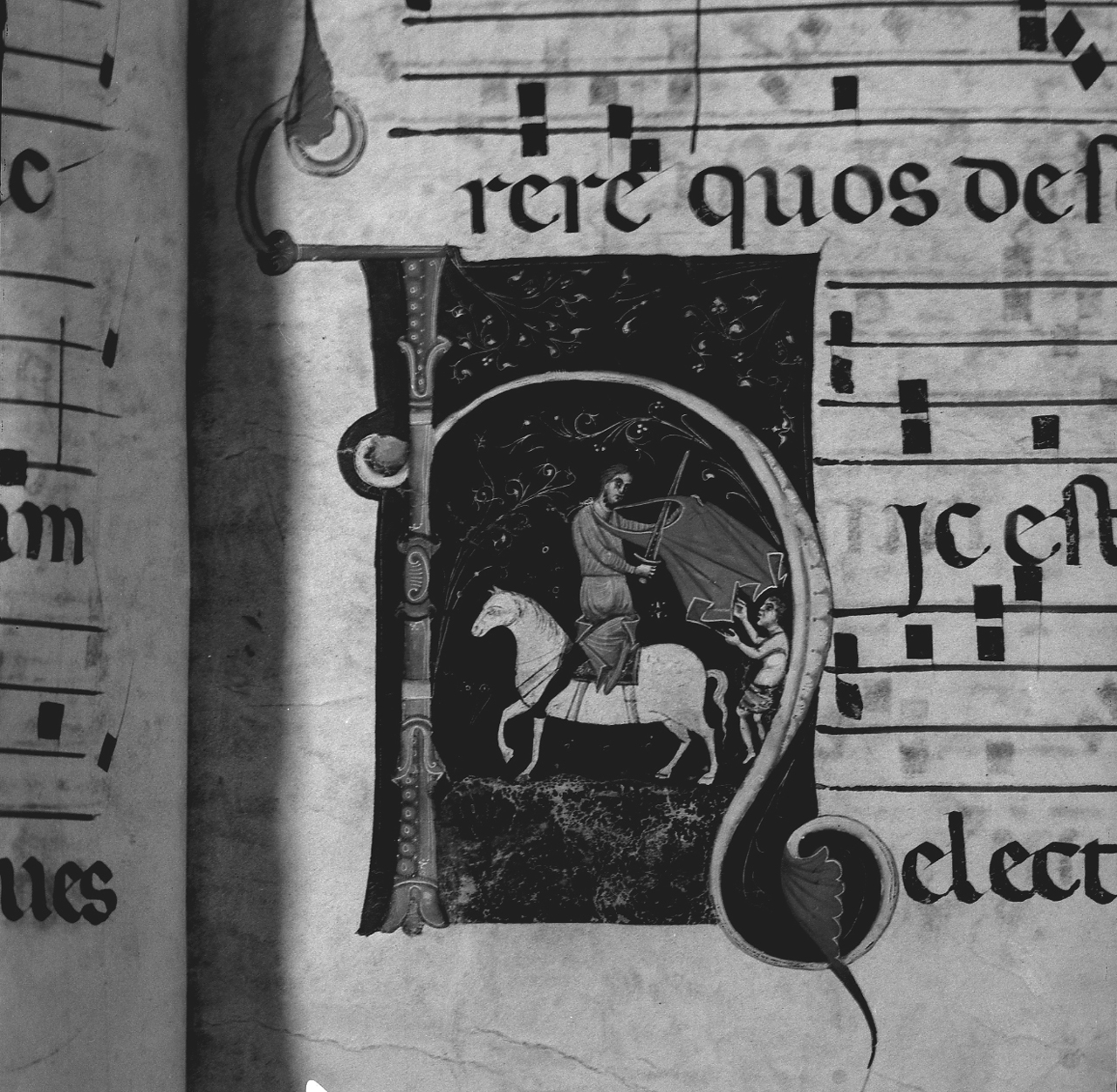 San Michele Arcangelo/ Cristo benedicente e santi/ Cristo benedicente e Sant'Eustachio/ San Martino dona parte del mantello al povero (miniatura, insieme) - ambito bolognese (sec. XIII)