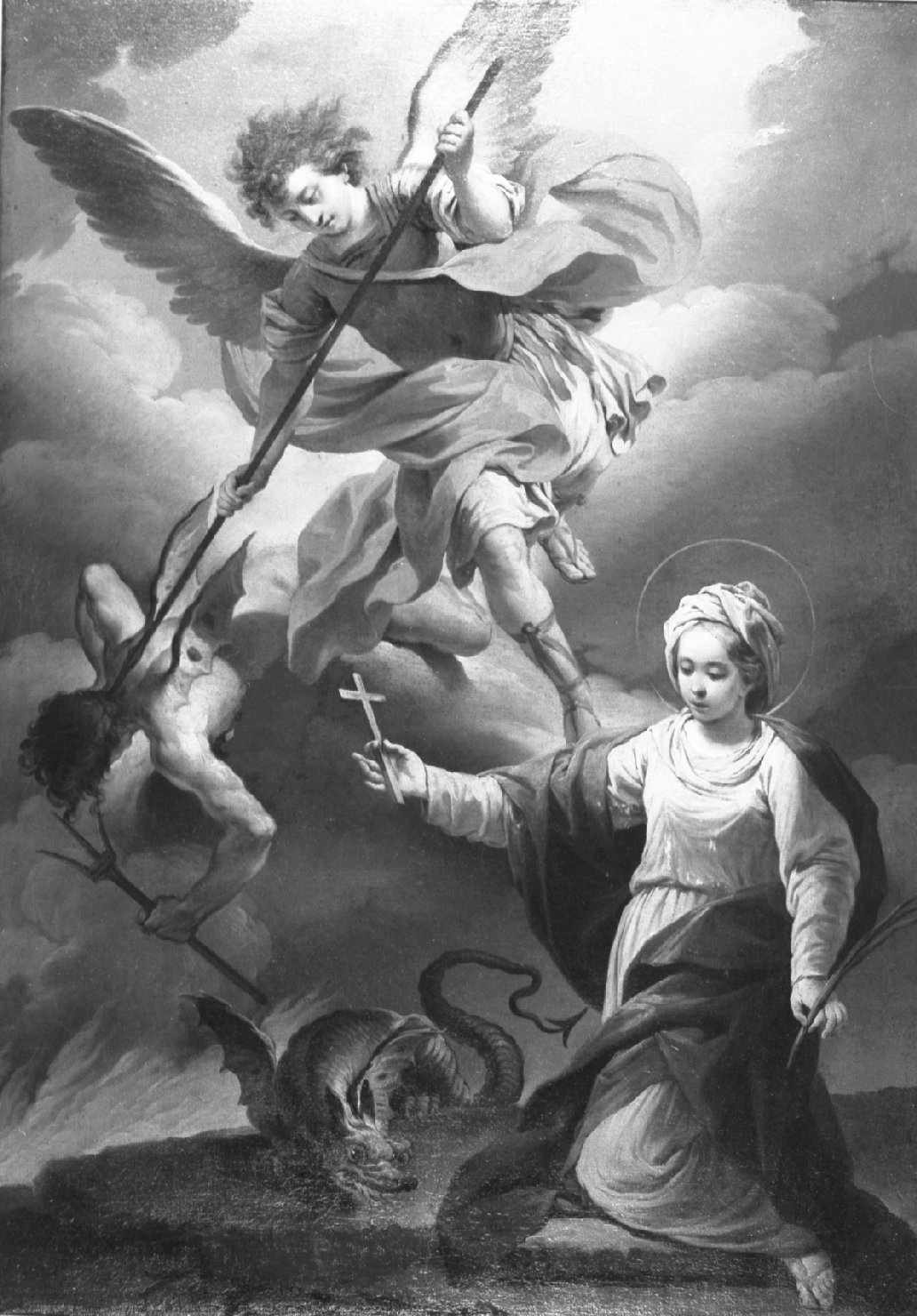 Santa Margherita d'Antiochia e San Michele Arcangelo (dipinto) di Zampa Giacomo (sec. XVIII)
