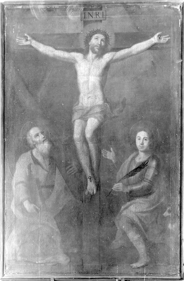 Cristo crocifisso tra Sant'Andrea e San Procolo (pala d'altare) - ambito emiliano (sec. XVII)