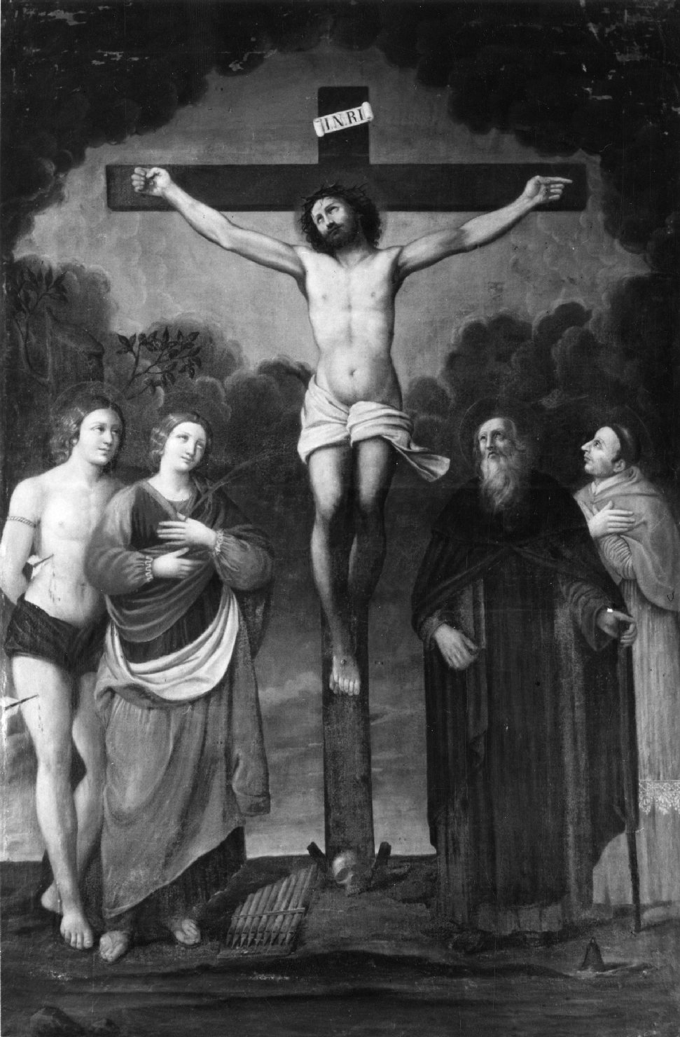 Crocifissione con Santi (dipinto) di Cavedoni Giacomo (attribuito) (sec. XVII)