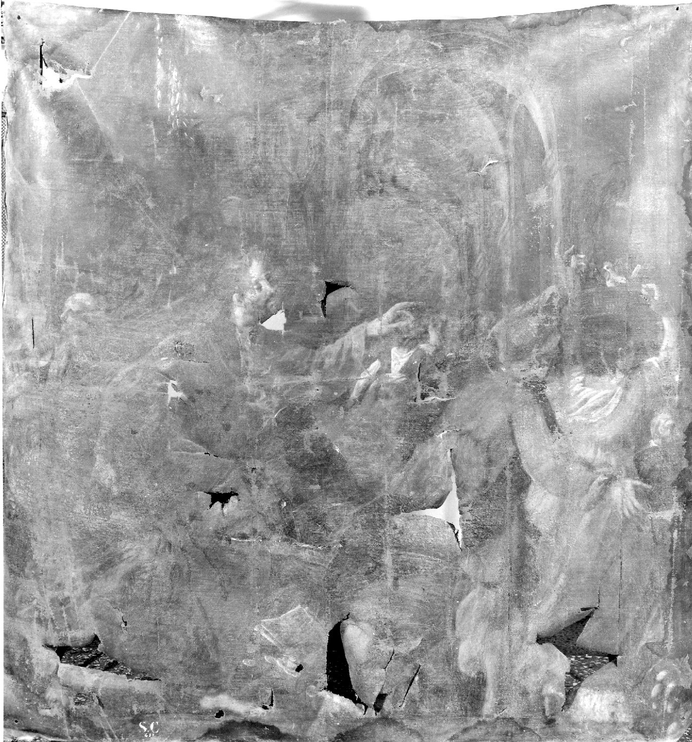 Cristo caccia i mercanti dal tempio (dipinto) - ambito emiliano (sec. XVII)