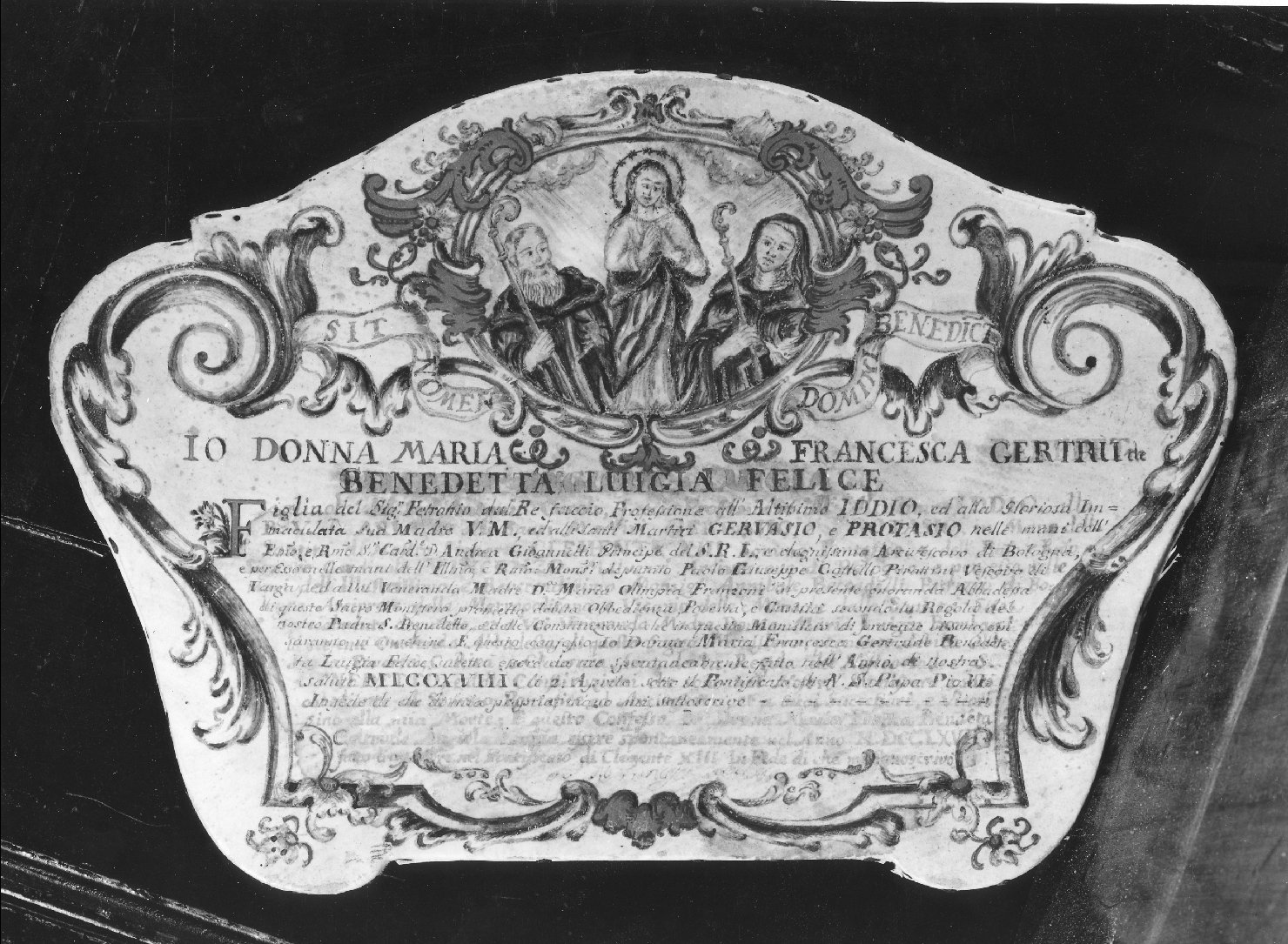 professione di una monaca (miniatura) - ambito bolognese (sec. XVIII)