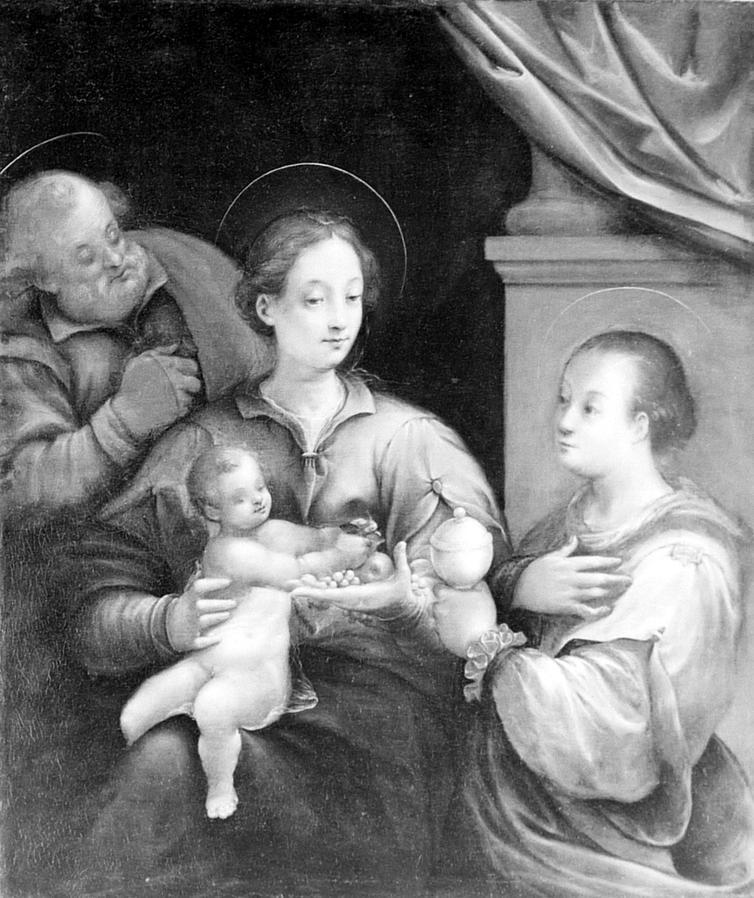 Sacra Famiglia con santa Maria Maddalena (dipinto) di Spisanelli Vincenzo (prima metà sec. XVII)