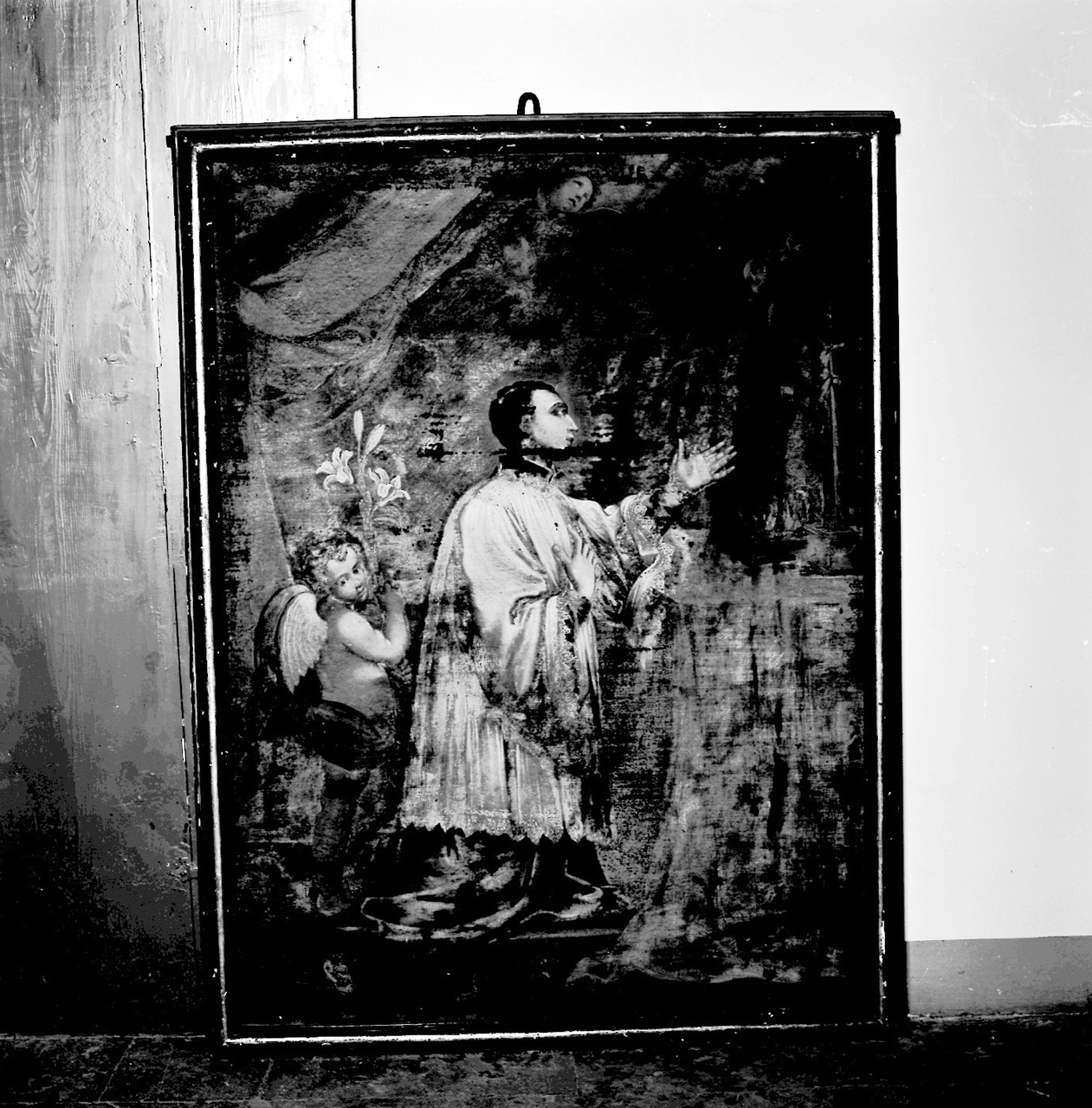 San Luigi Gonzaga parla al crocifisso (dipinto) - ambito emiliano (sec. XVIII)