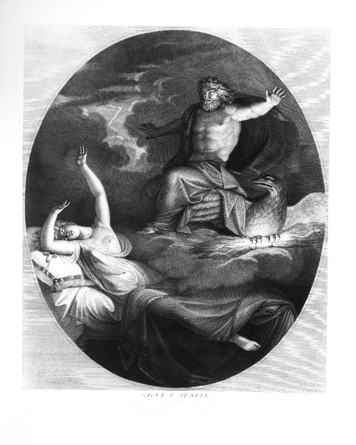 Giove e Semele (stampa) di Fontana Pietro, Del Frate Domenico (sec. XIX)