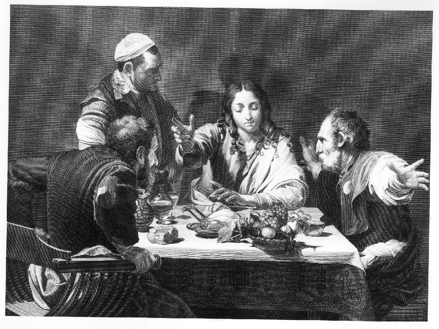 cena in Emmaus (stampa) di Festa Angelo, Merisi Michelangelo da Caravaggio (sec. XIX)