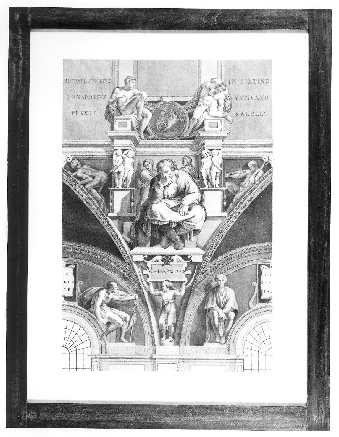 profeta Geremia (stampa) di Cunego Domenico, Buonarroti Michelangelo, Agricola Luigi (sec. XIX)