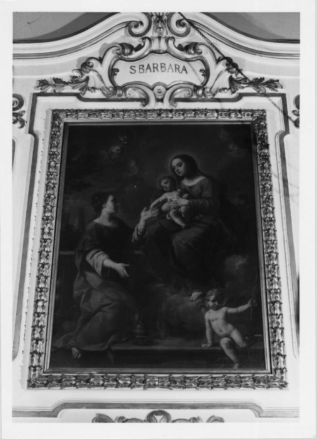 Madonna con Bambino e santa Barbara (dipinto) di Burrini Giovan Antonio (secc. XVII/ XVIII)