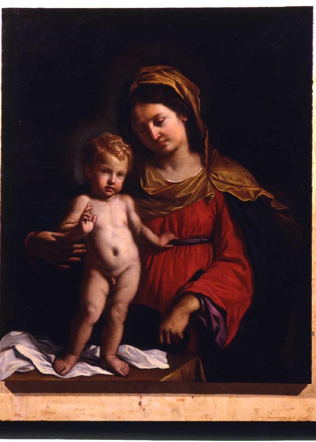 Madonna con Bambino (dipinto) di Barbieri Giovanni Francesco detto Guercino (scuola) (seconda metà sec. XVII)