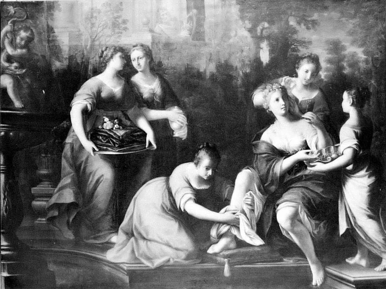 Betsabea al bagno (dipinto) di Bonesi Giovan Girolamo (attribuito) (ultimo quarto sec. XVII)