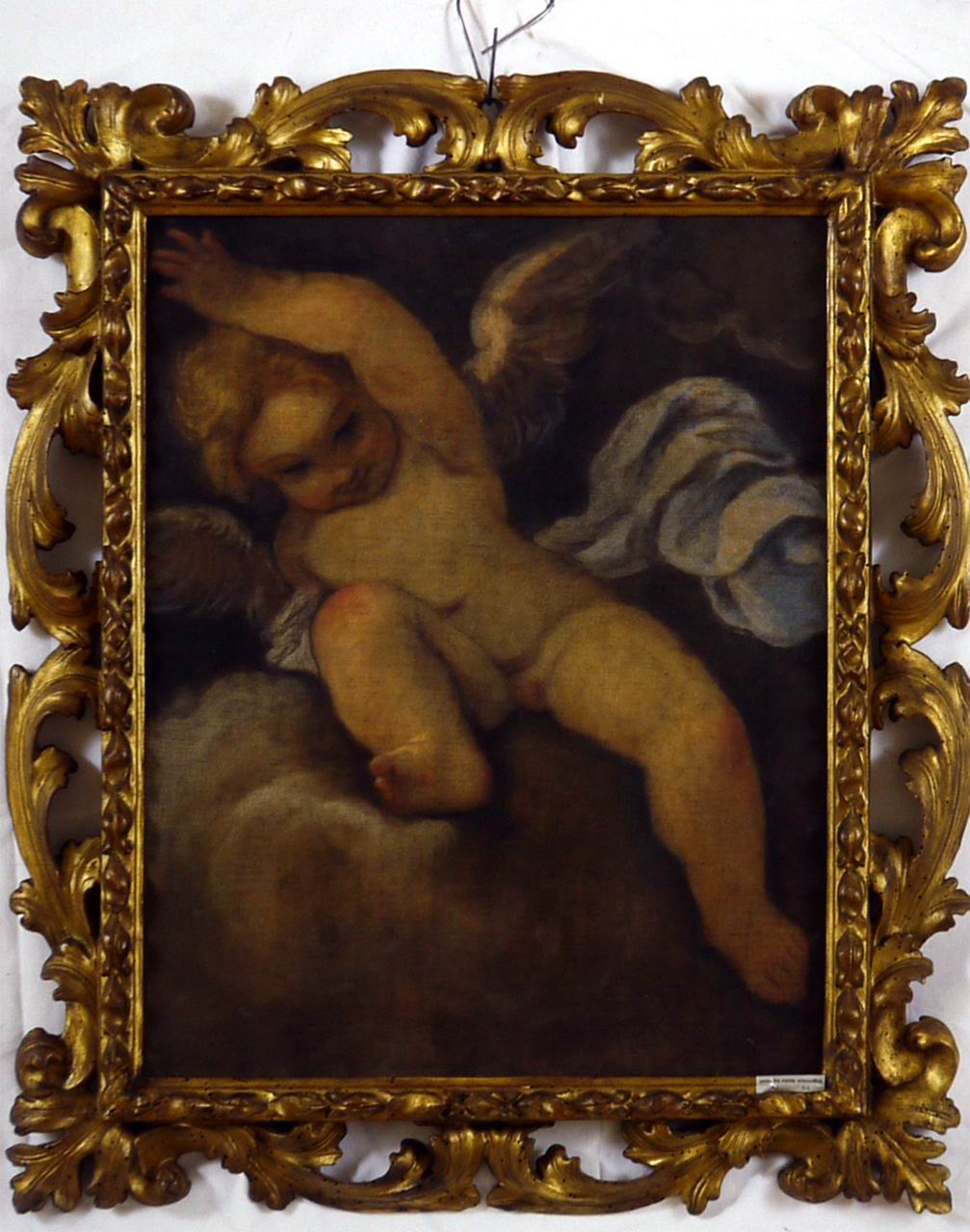 angelo in volo (dipinto, frammento) - ambito emiliano (fine sec. XVII)