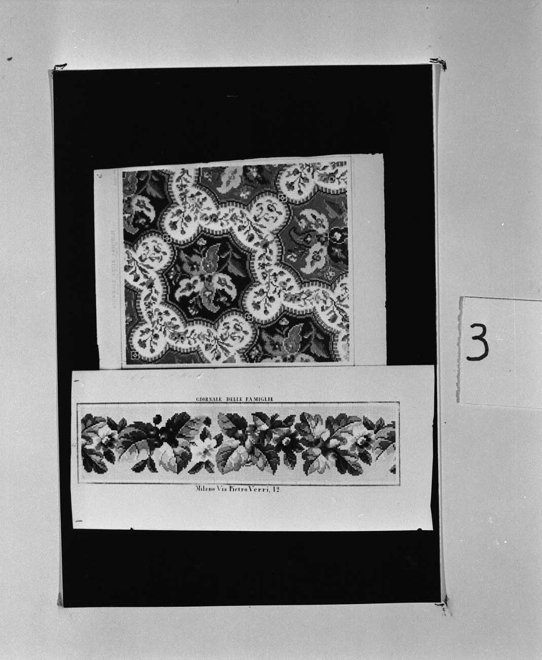 motivi decorativi floreali (stampa a colori) - ambito milanese (sec. XIX)