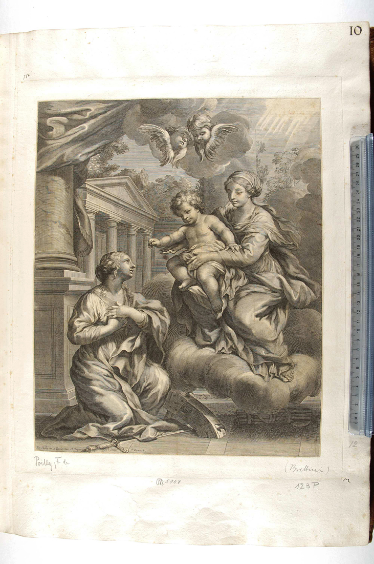 matrimonio mistico di Santa Caterina d'Alessandria (stampa smarginata) di Pietro da Cortona - ambito francese (secc. XVII/ XVIII)