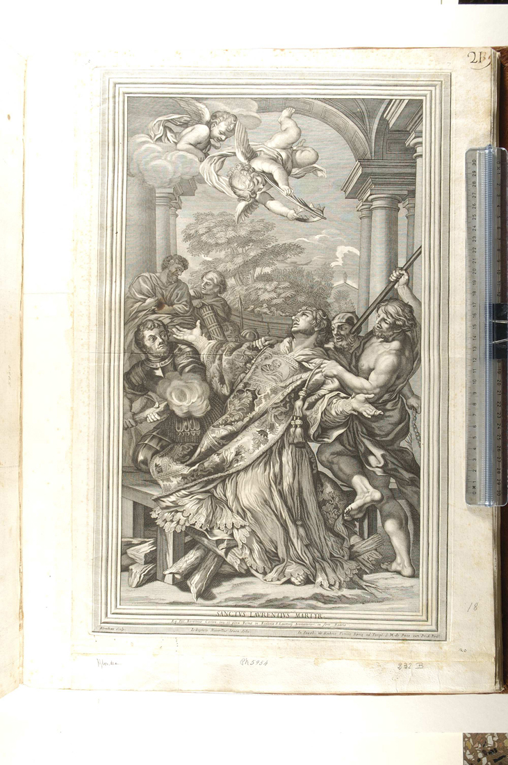 martirio di San Lorenzo (stampa) di Blondeau Jacques, Pietro da Cortona (sec. XVII)