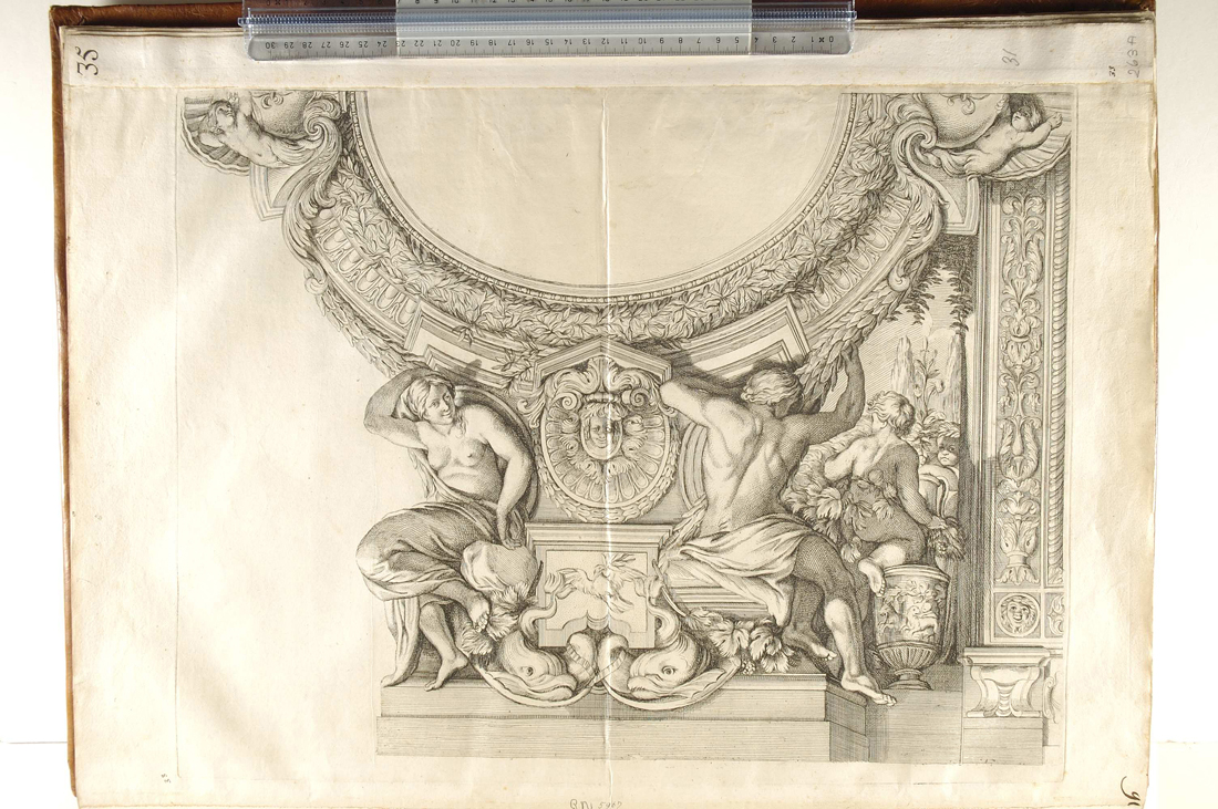motivi decorativi architettonici (stampa) di Audran Gérard, Pietro da Cortona (sec. XVII)