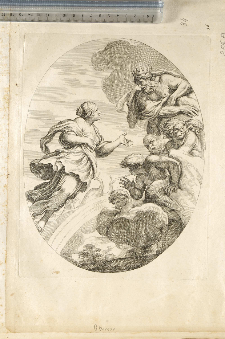 Giunone chiede a Eolo di liberare i venti (stampa) di Audran Gérard, Pietro da Cortona (sec. XVII)