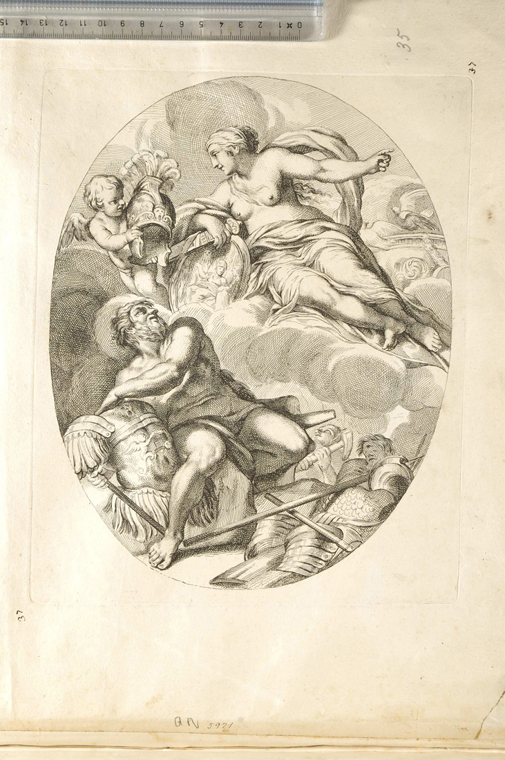 Venere chiede a Vulcano di forgiare un'armatura per Enea (stampa) di Audran Gérard, Pietro da Cortona (sec. XVII)