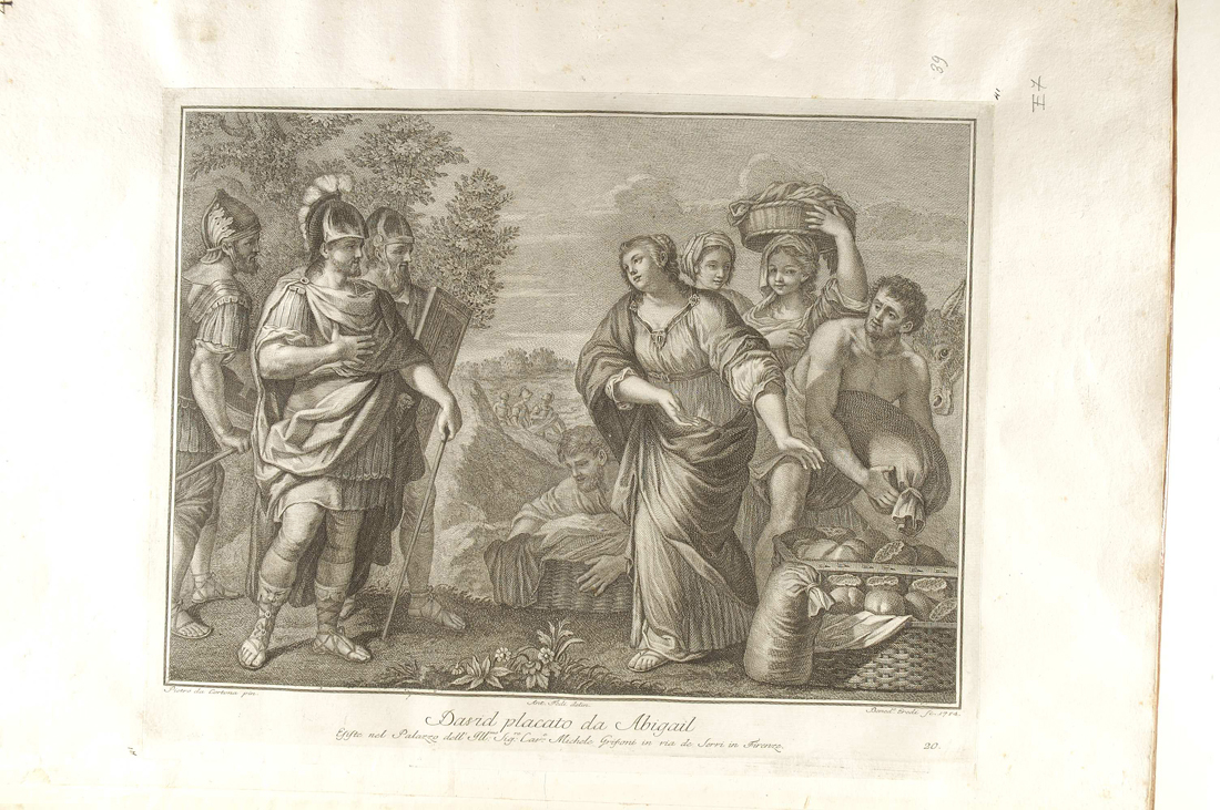 offerta di Abigail (stampa smarginata) di Eredi Benedetto, Pietro da Cortona, Fedi Antonio (sec. XVIII)