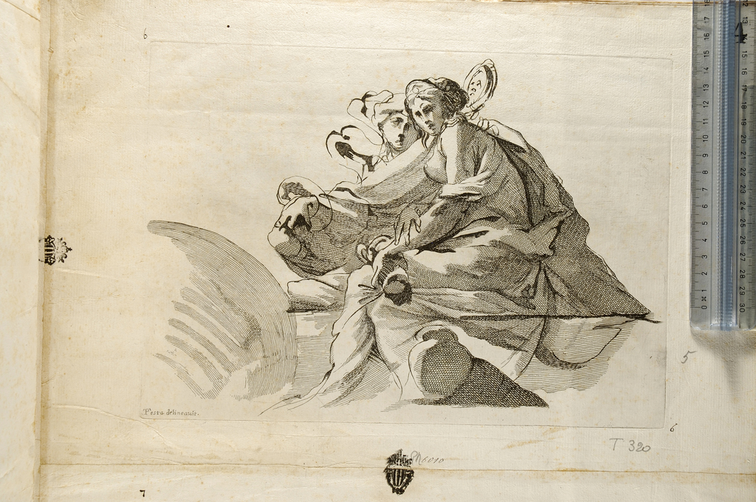 donna con vaso e giovane (stampa) di Testa Pietro, Testa Giovanni Cesare (?) (sec. XVII)