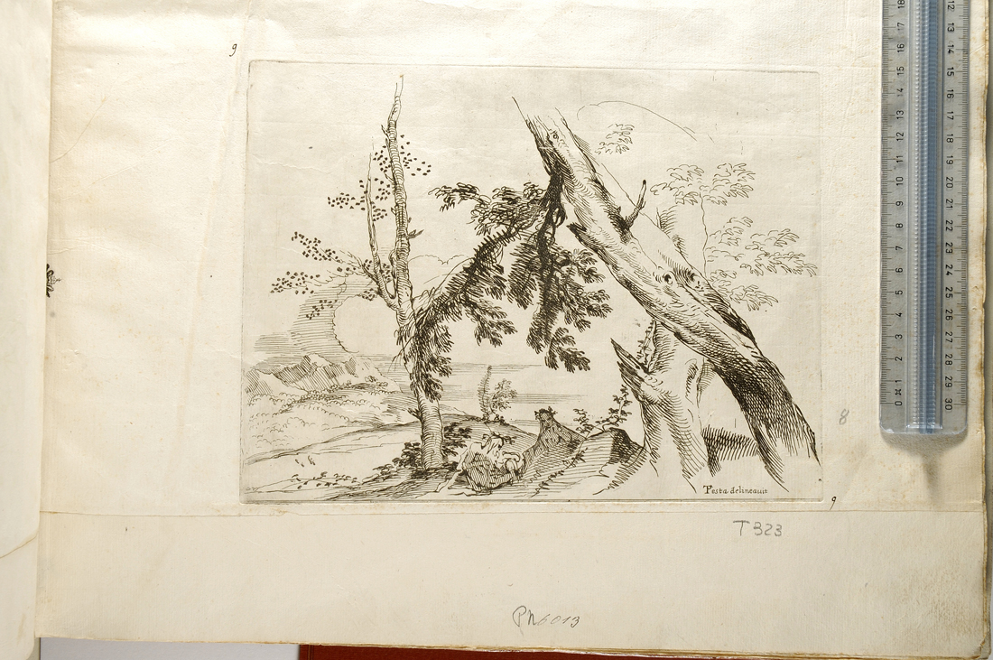 paesaggio con figure (stampa) di Testa Pietro, Collignon Francois (?) (attribuito) (sec. XVII)