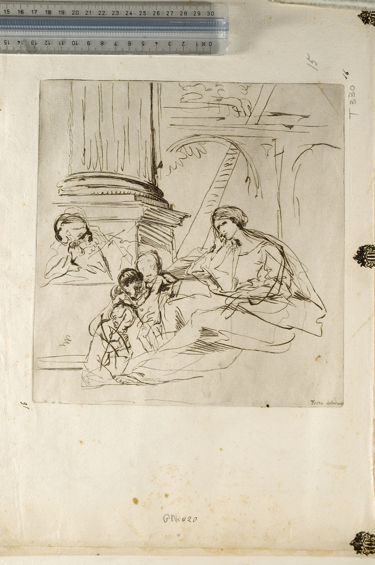 Madonna con Bambino e San Giovannino (stampa) di Testa Pietro, Collignon Francois (?) (attribuito) (sec. XVII)