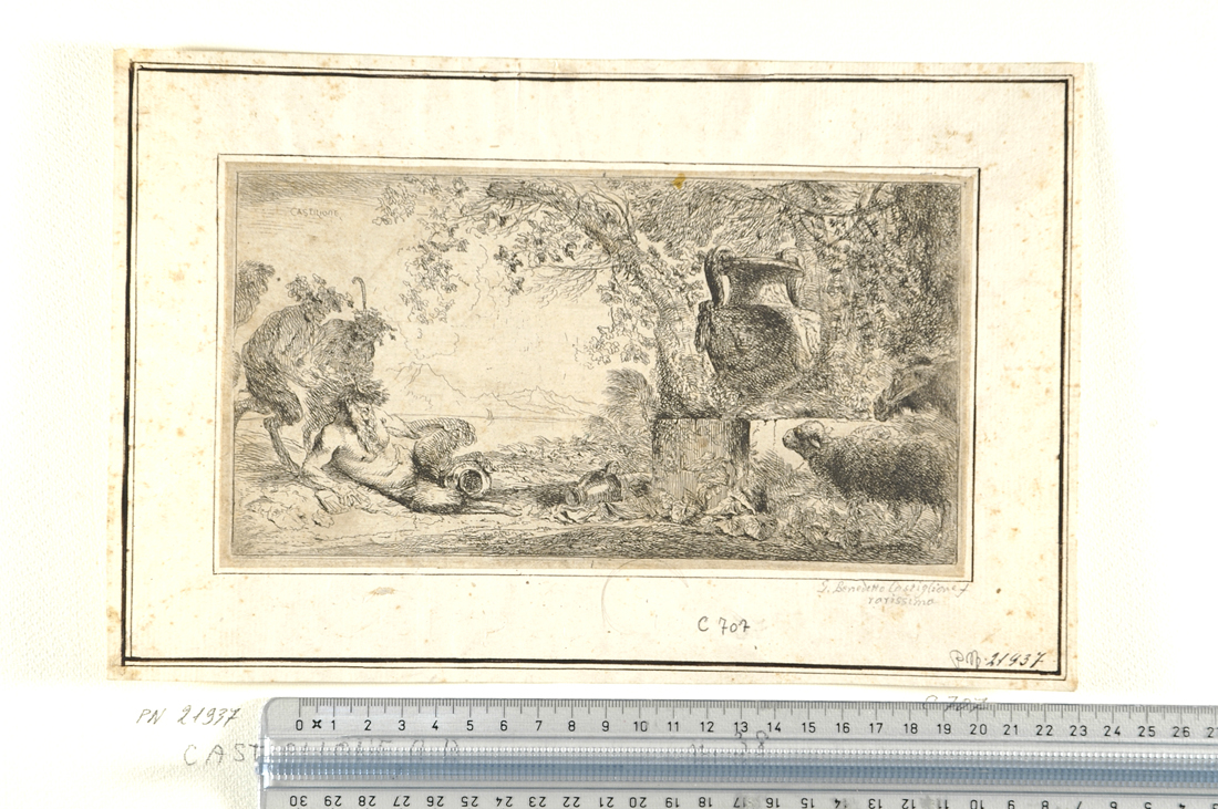 riposo di Pan (stampa) di Castiglione Giovanni Benedetto detto Grechetto (sec. XVII)